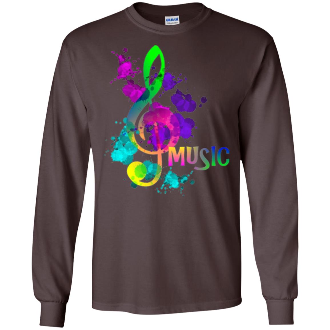 Funky Colorful Music Treble Clef Musican T-shirt Dark Chocolate