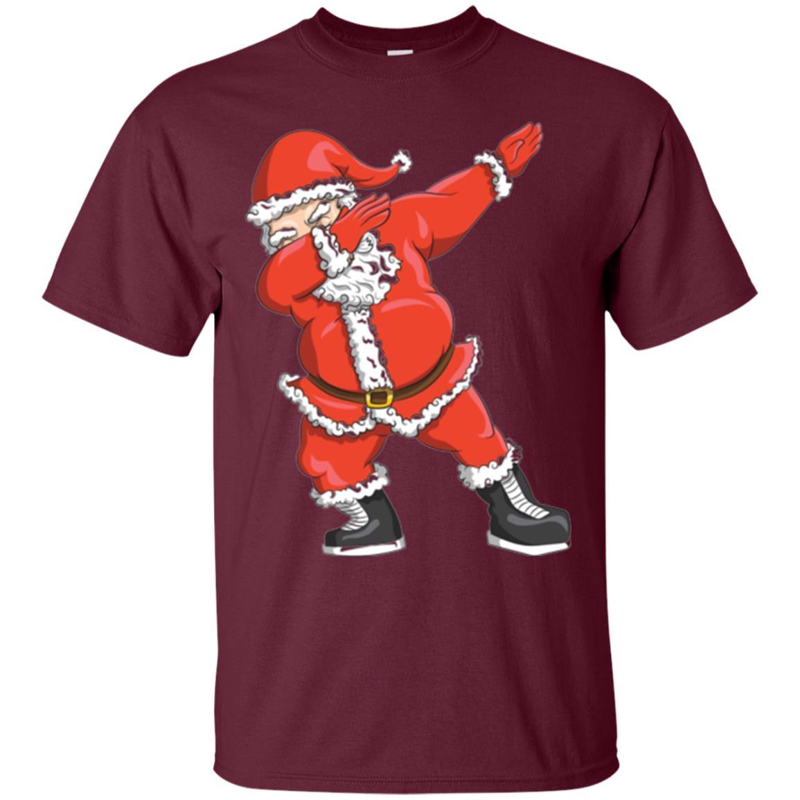 Funny Christmas T-shirt Dabbing Santa Claus Maroon