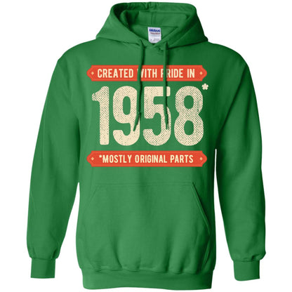 Created With Pride In 1958 Mostly Original Parts 60th Birthday T-shirt Irish Green