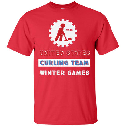 United States Curling Team Winter Games Curling Lover T-shirt Red