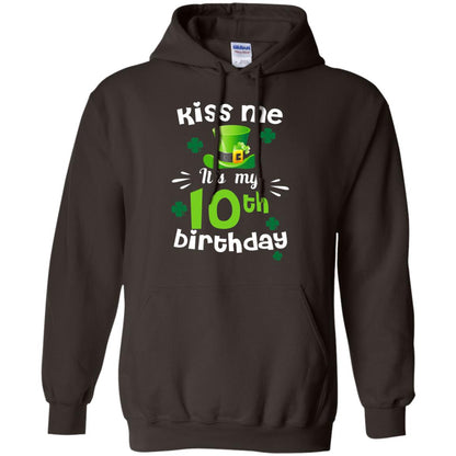 Kiss Me It_s My 10th Birthday Patrick_s Day T-shirt Dark Chocolate