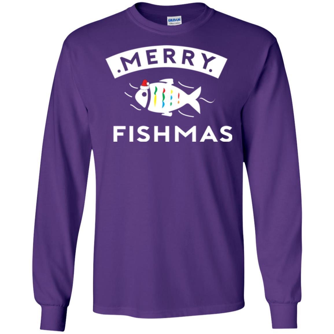 Merry Christmas Fisherman T-shirt Merry Fishmas Purple