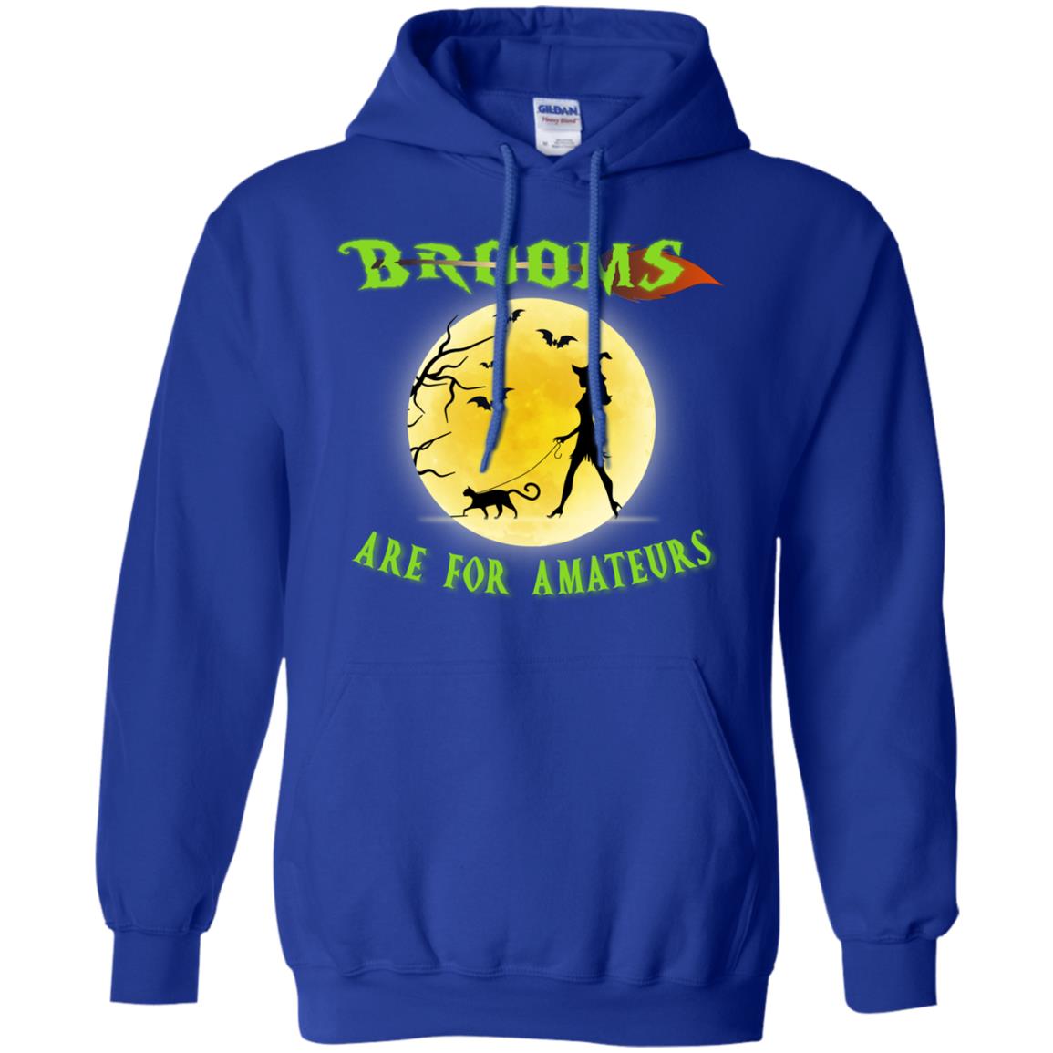 Brooms Are For Amateurs Witches Walk With Cat Funny Halloween Shirt Royal