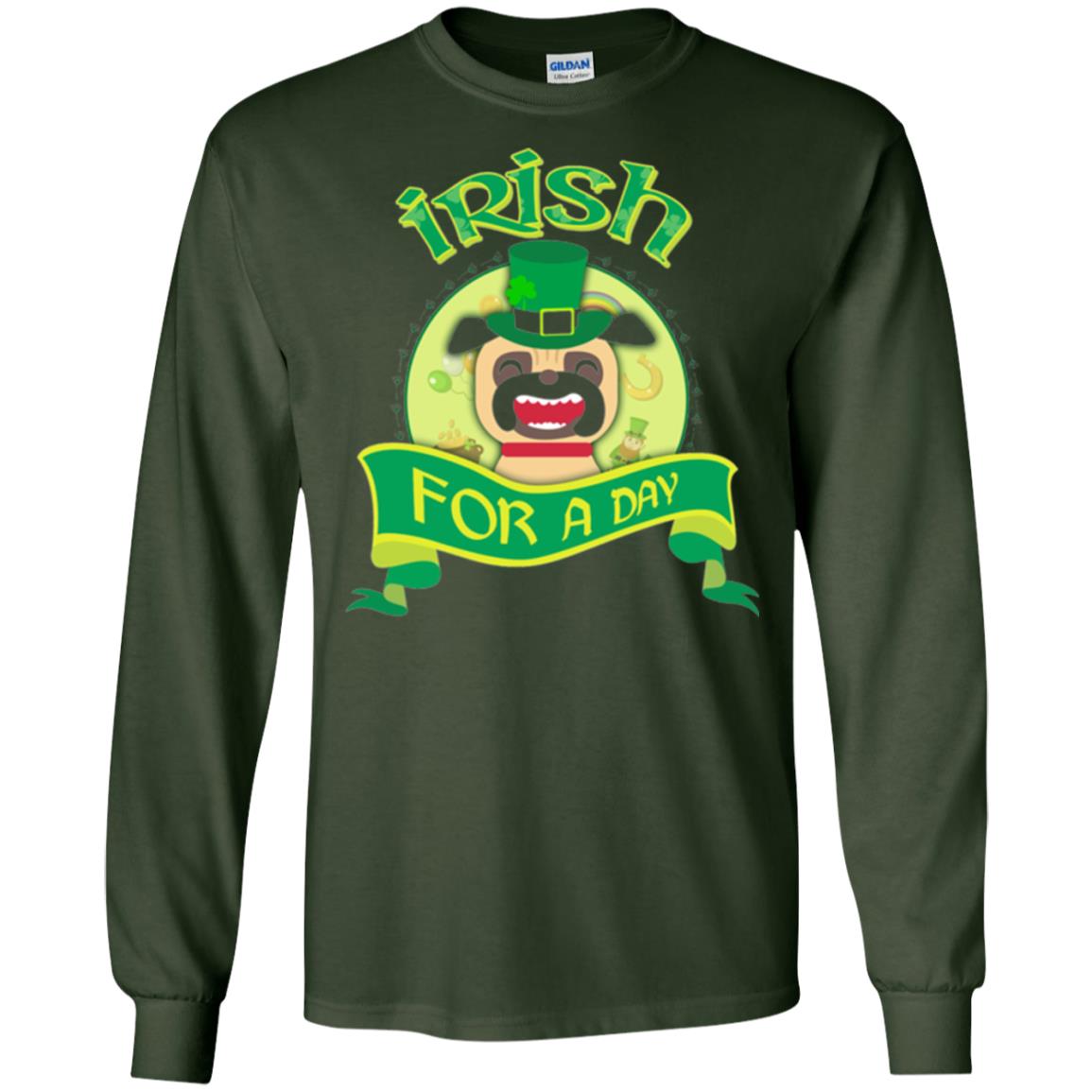 Saint Patrick_s Day T-shirt Amazing I_m Irish Pug Forest Green
