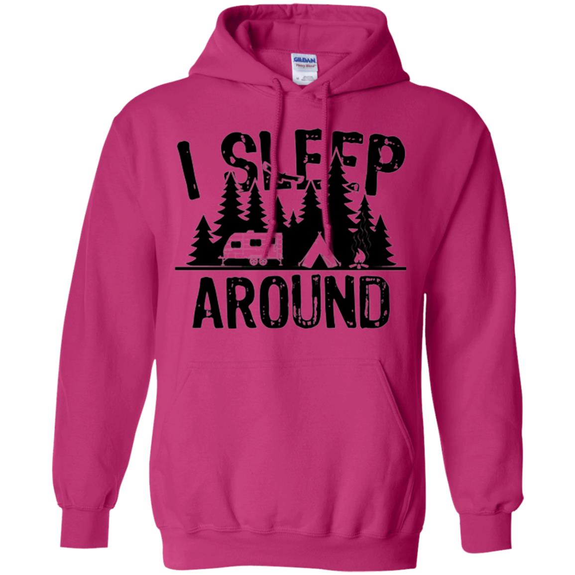 Funny Camping T-shirt I Sleep Around Heliconia