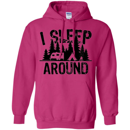 Funny Camping T-shirt I Sleep Around Heliconia