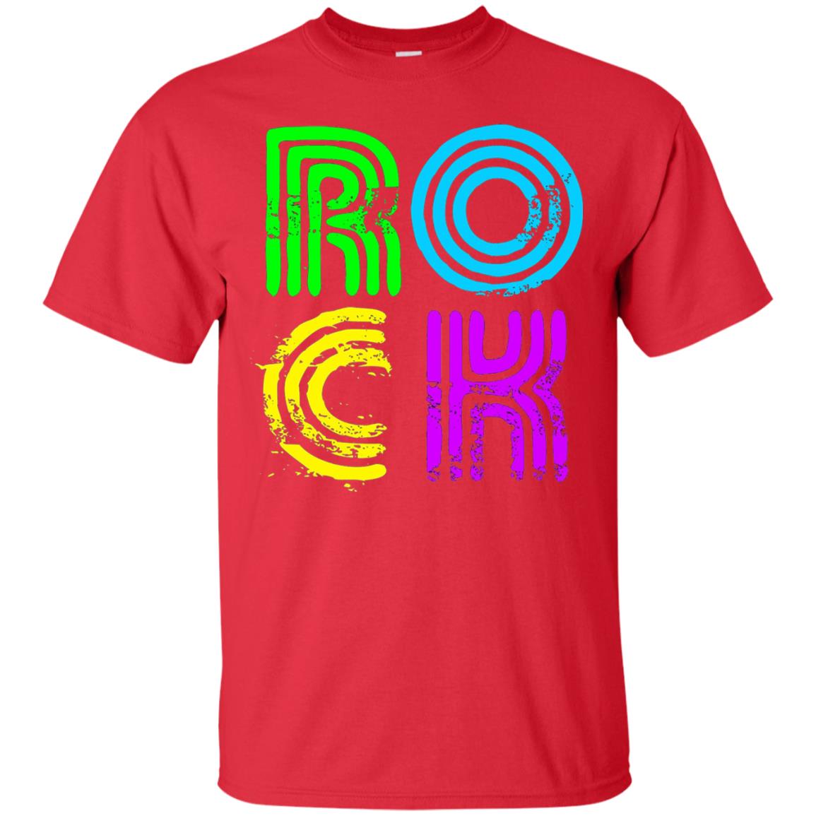 Bright Neon Colours Rock 80_s Retro Theme T-shirt Red