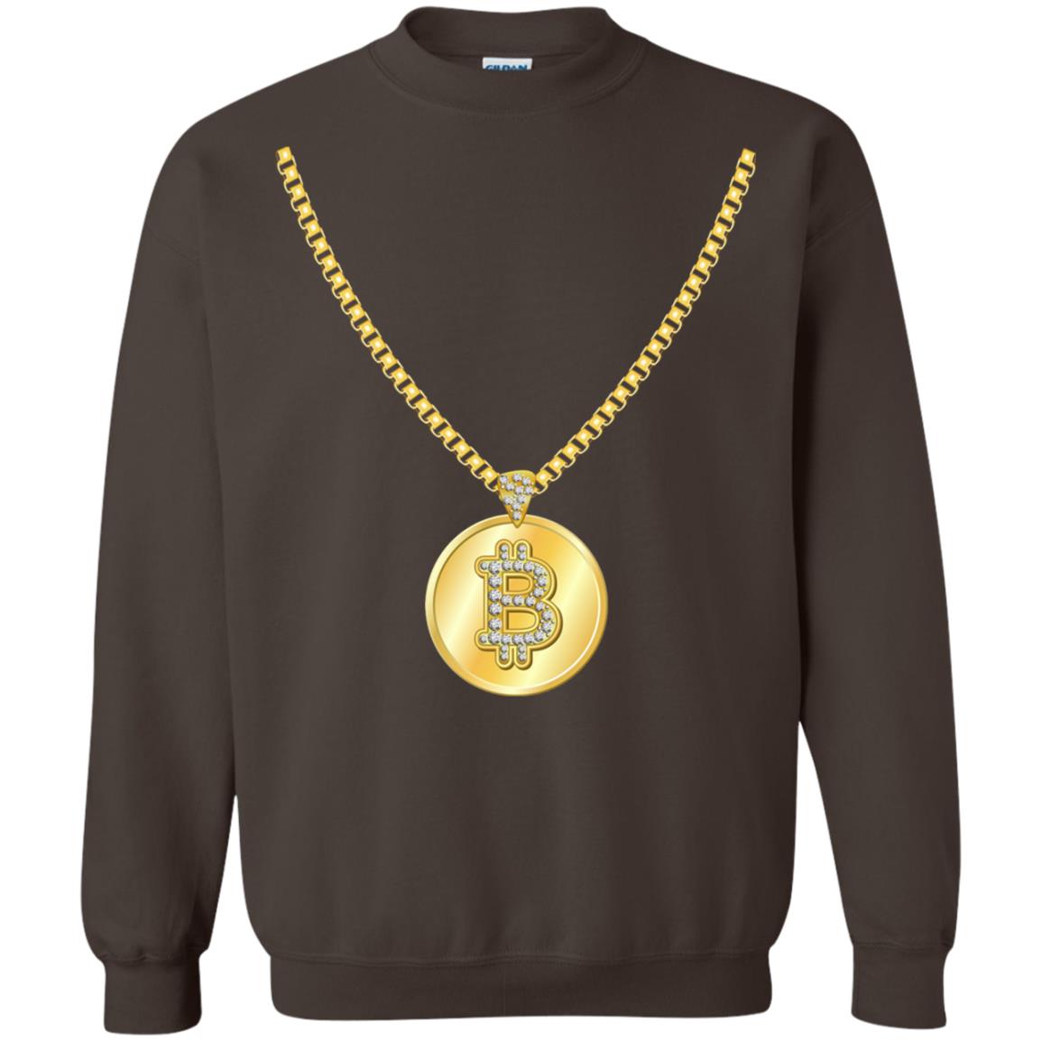 Funny Bitcoin T-shirt Gold Chain Cryptocurrency Necklace Dark Chocolate