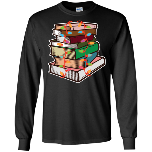 Fairy Lights Christmas Gift T-shirt Book Lover Black