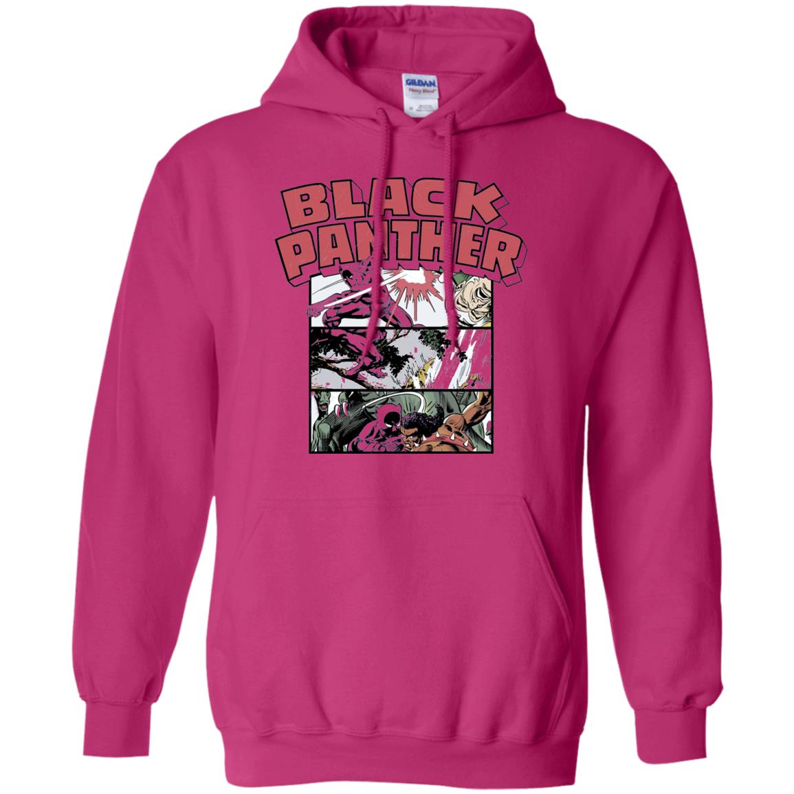 Black Panther Retro Comic Stacked Panel Art T-shirt Heliconia