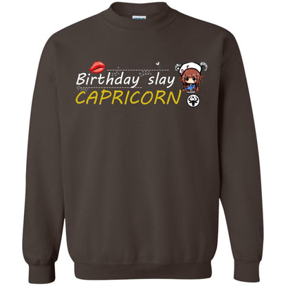 Cute Capricorn Girl Birthday Lip Slay T-shirt Dark Chocolate