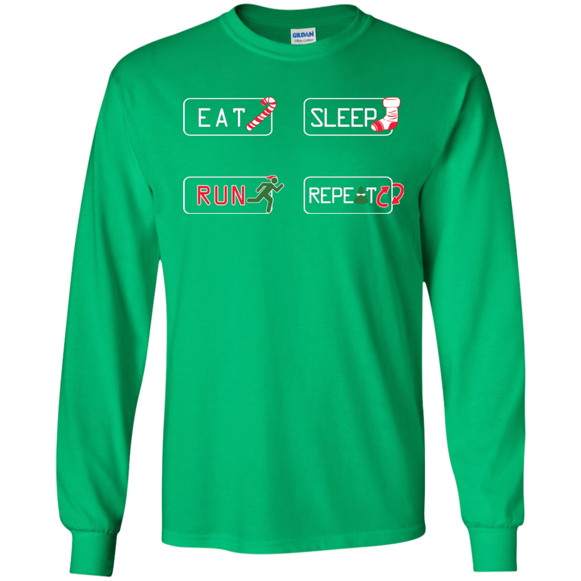 Christmas T-Shirt Eat Sleep Run Repeat Irish Green