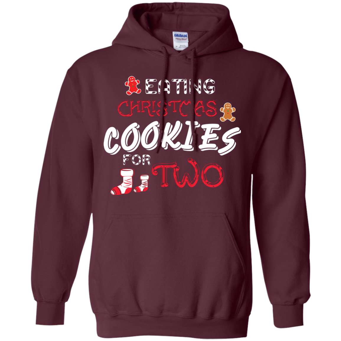 Christmas T-shirt Eating Christmas Cookies For Two Maroon