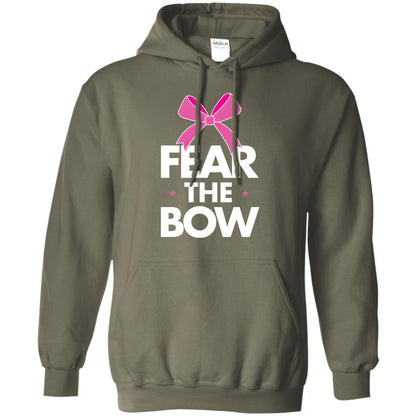 Fear The Bow Big Pink Bow Cheerleader Apparel Shirt Military Green