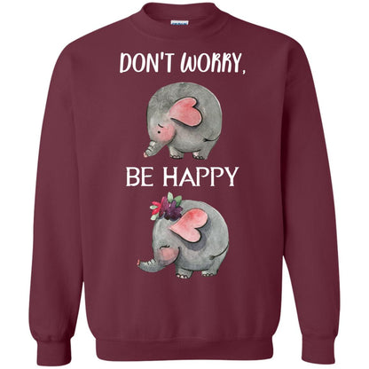 Don't Worry Be Happy Elephant Best Quote Shirt Maroon