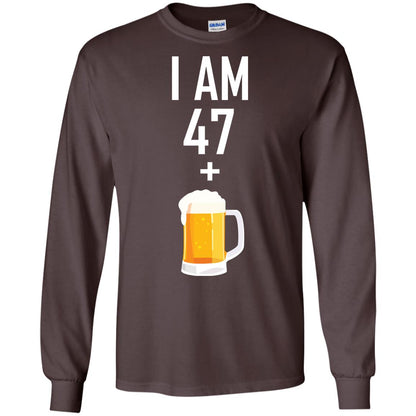 I Am 47 Plus 1 Beer 48th Birthday T-shirt Dark Chocolate