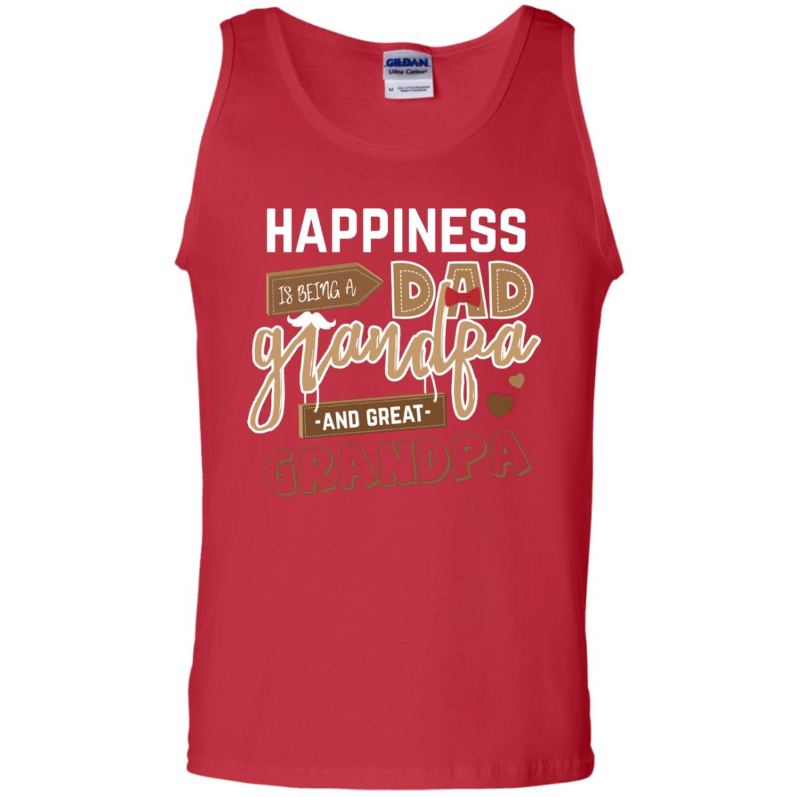 Happiness Is Being A Dad Grandpa And Great Grandpa Shirt Red