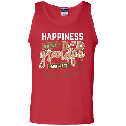 Happiness Is Being A Dad Grandpa And Great Grandpa Shirt Red