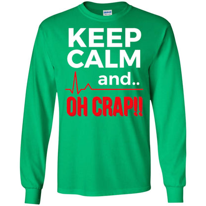 Funny Emergency Room T-shirt Keep Calm Oh Crap Flatline Irish Green