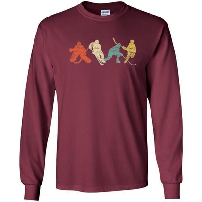 Classic Vintage Style Ice Hockey T-shirt Maroon