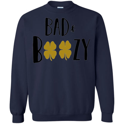 Bad And Boozy Funny Saint Patrick Day Drinking T-shirt Navy