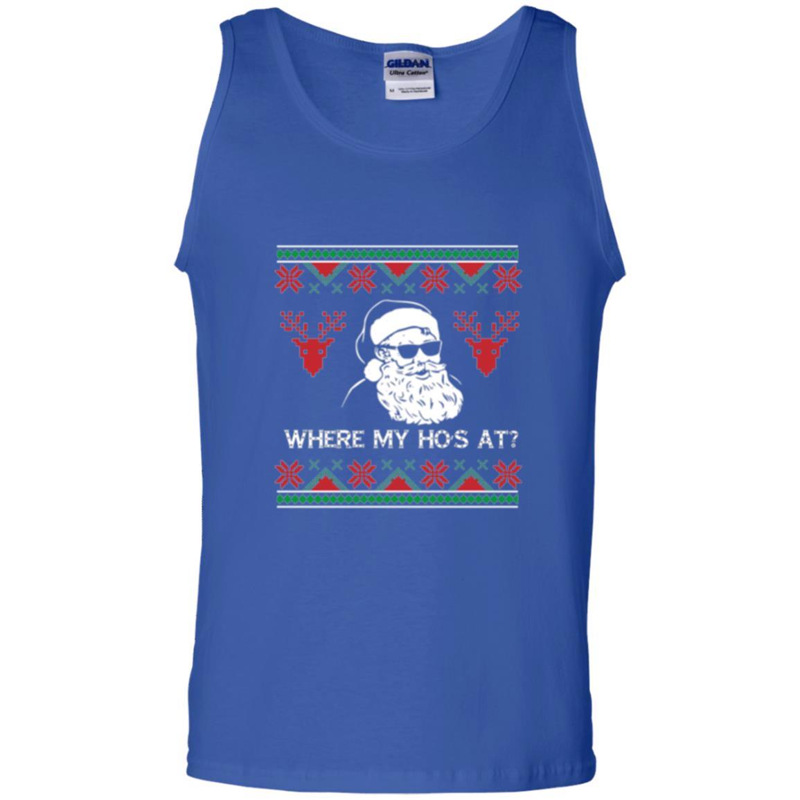 Christmas T-shirt Santa Claus Where My Hos At T-shirt Royal