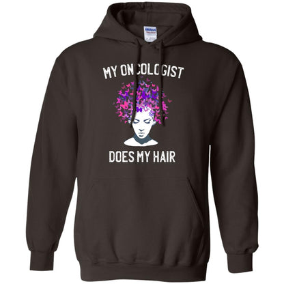My Oncologist Does My Hair Breast Cancer Awareness Shirt Dark Chocolate