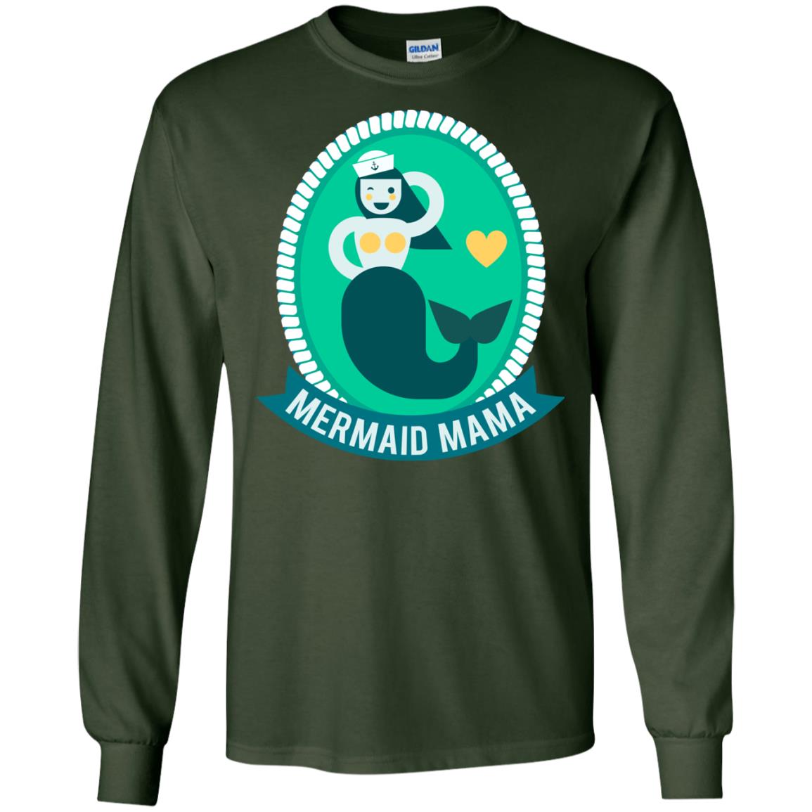 Mermaid Mama Cool Shirt For Grandma Love Mermaid Forest Green