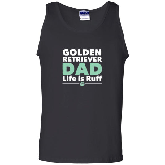 Daddy T-shirt Golden Retriever Dad Life Is Ruff Black