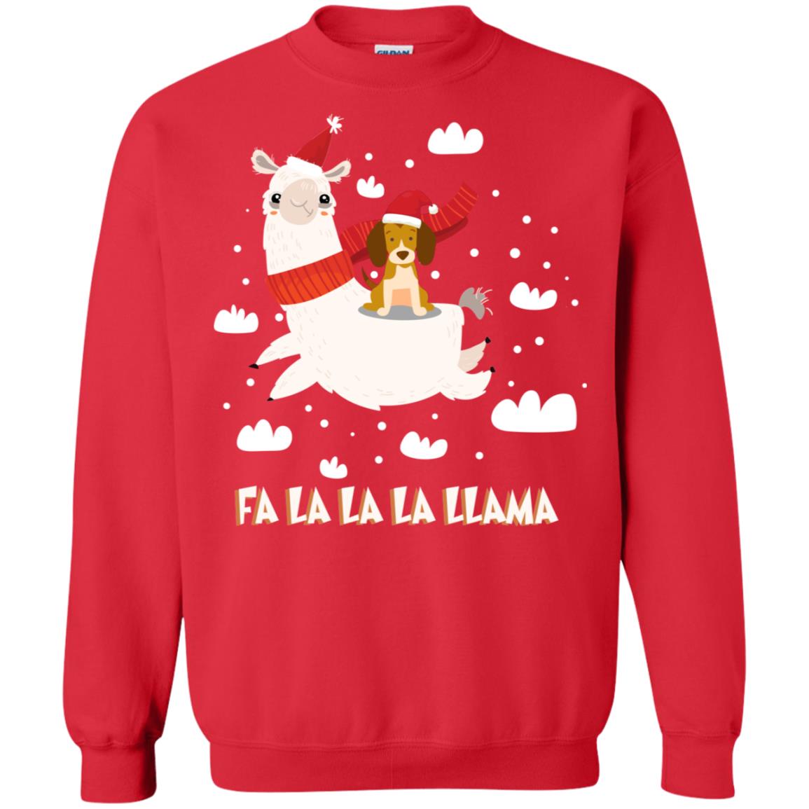 Fa La La La Llama With Beagle X-mas Gift Shirt Red