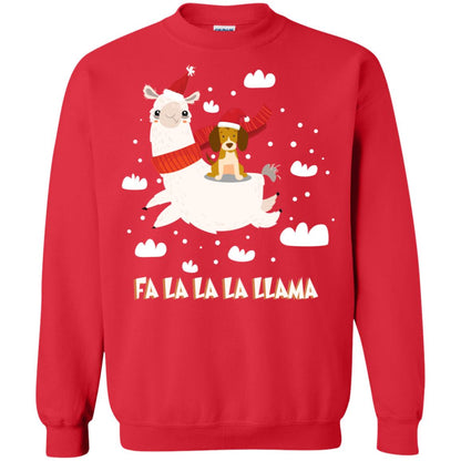 Fa La La La Llama With Beagle X-mas Gift Shirt Red