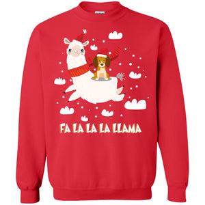 Fa La La La Llama With Beagle X-mas Gift ShirtG180 Gildan Crewneck Pullover Sweatshirt 8 oz.