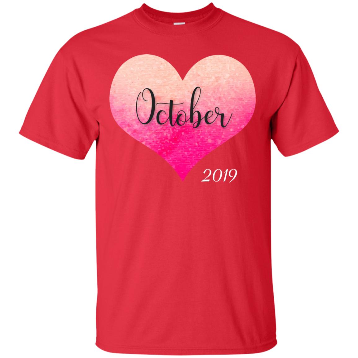 Pregnancy Reveal Announcement Party October 2019 Shirt Red