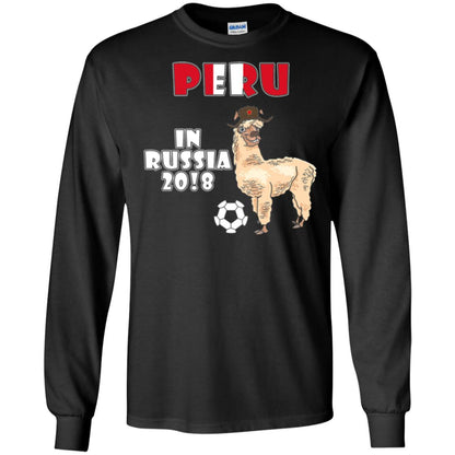 Soccer T-shirt Peru National Team Llama In Russia 2018 Cup Black