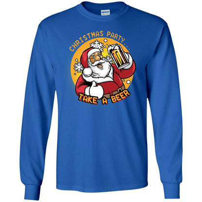 Christmas Party Take A Beer Santa X-mas Gift Shirt Royal