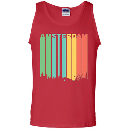Retro Amsterdam Netherlands Cityscape Downtown Skyline Shirt Red