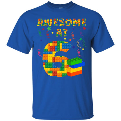 Awesome At 6 Age 6 Six Blocks Bricks Theme Shirt Royal