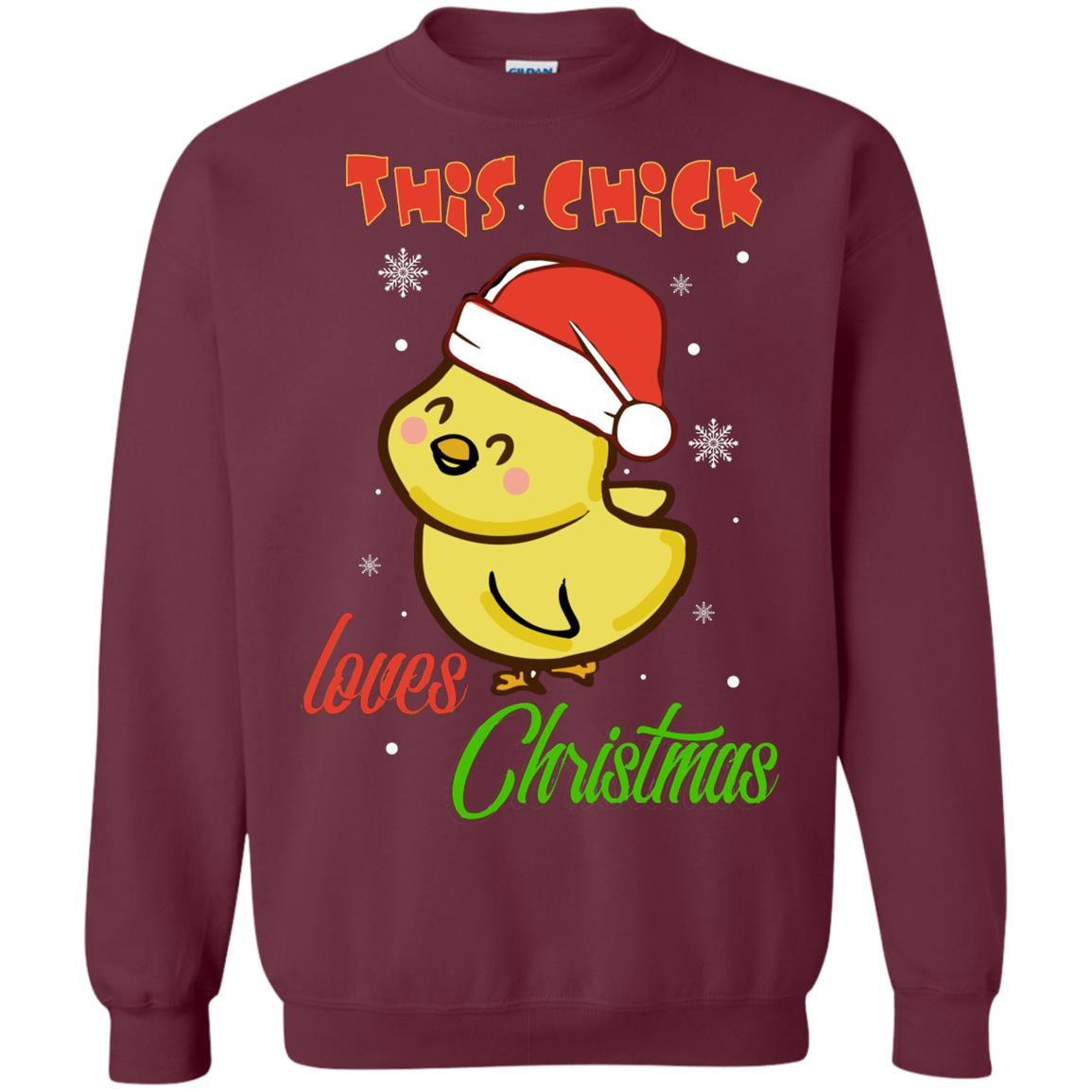 This Chicks Loves Christmas X-mas Gift Shirt Maroon