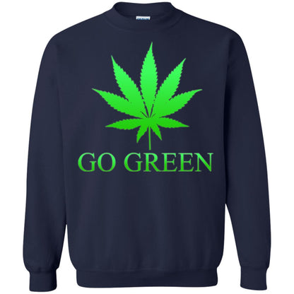 Go Green Weed T Shirt Marijuana Leaf Navy