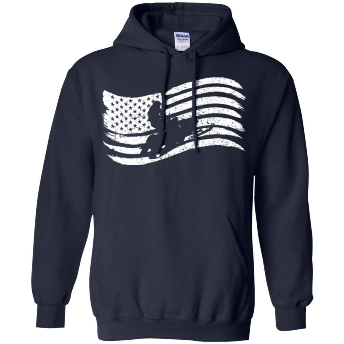 Snowmobile Rider T-shirt American Flag Navy