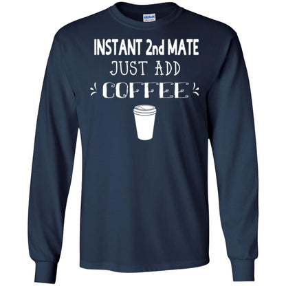 Coffee Lovers T-shirt Instant 2nd Mate Just Add Coffee Navy