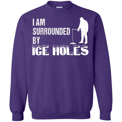 Ice Fishing T-shirt I Am Surrounded By Ice Holes Purple