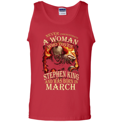 March T-shirt Never Underestimate A Woman Who Loves Stephen King