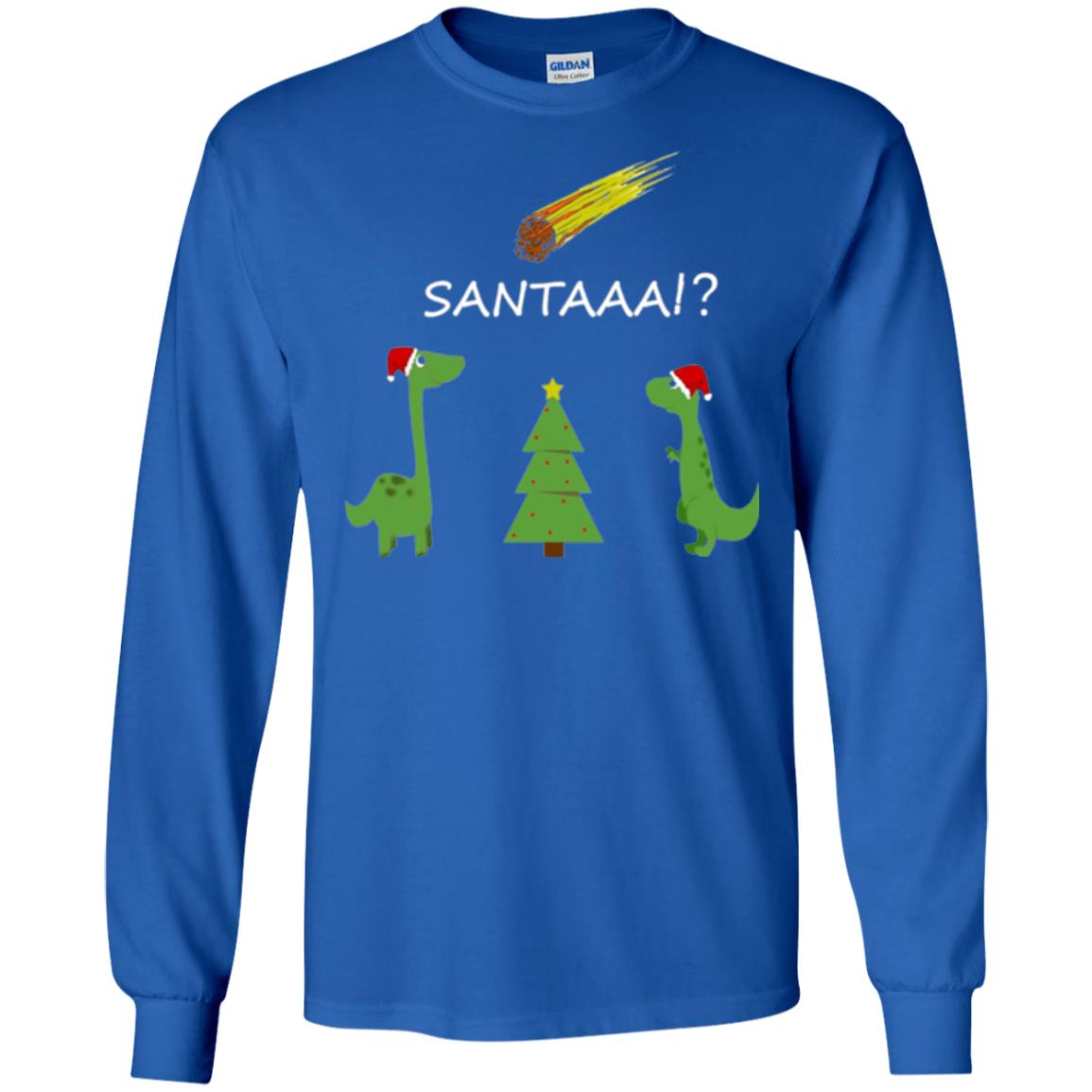 Christmas T-shirt Funny Dinosaus Santaaa Royal