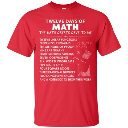 Math T-shirt Twelve Days Of Math Red
