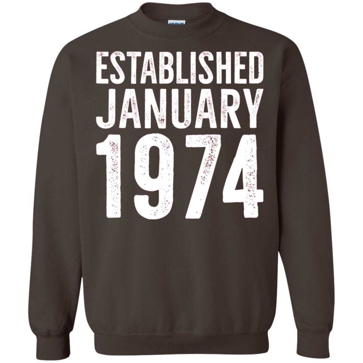 Established January 1974 43rd Birthday T-shirt Dark Chocolate