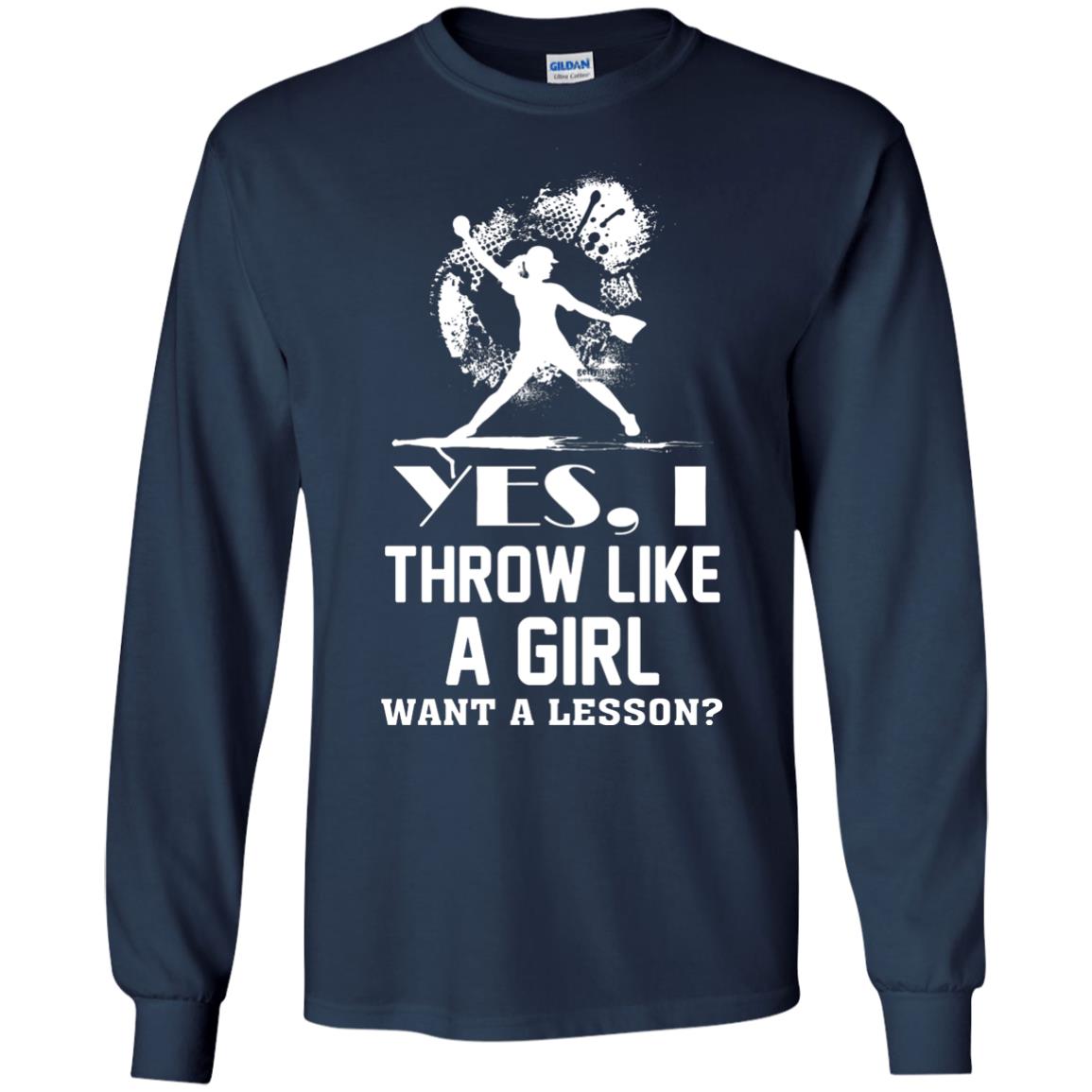 Yes, I Throw Like A Girl Want A Lesson Basebal T-shirt Navy
