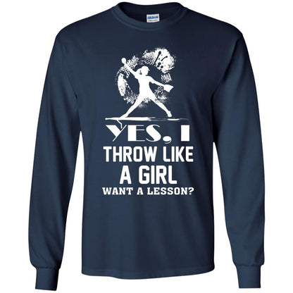 Yes, I Throw Like A Girl Want A Lesson Basebal T-shirt Navy