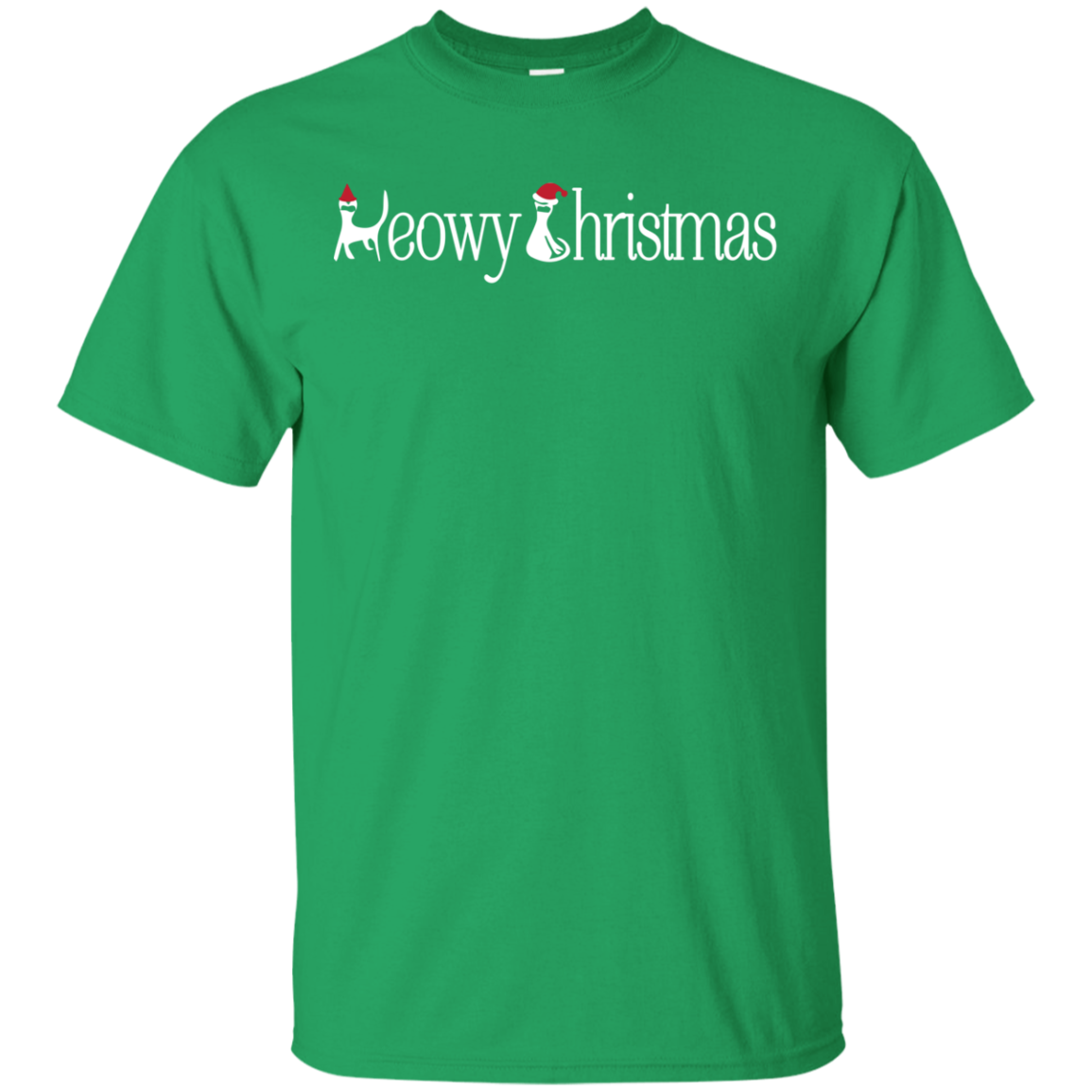 Christmas T-shirt Meowy Christmas Irish Green