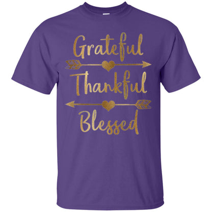 Thanksgiving T-shirt Grateful Thankful Blessed Purple